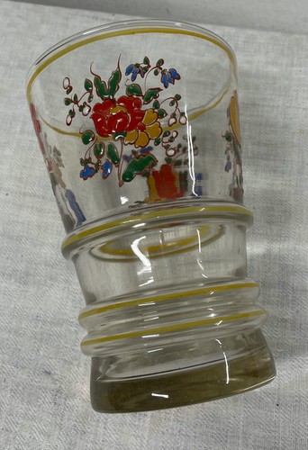 Vase ancien en verre avec fleurs émaillées - Picture 6 of 7