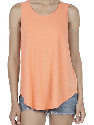 SHOP DORDOR Soft Tank Scoop Neck Sleeveless Tank Top Peach/coral Tank Top Medium