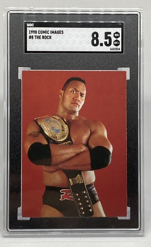 1998 Comic Images WWF Superstarz #8 The Rock Rookie RC SGC 8.5 Dwayne Johnson