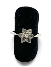 925/- silver ring, simulated flower shaped diamonds, size 57, 0.1-0.9cm wide