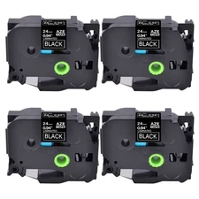 4PK Laminated White on Black Label Tape for Brother P-touch PT-D600 TZe-355 1"