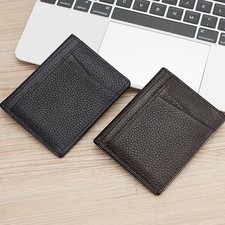 Slim Thin Mens Leather Bifold ID Wallet Credit Card Holder Driver's License Case