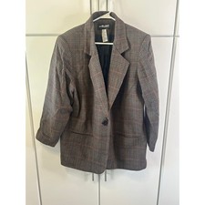 Sag Harbor Woman Vintage Plaid Wool Blend Blazer Jacket Brown Multi Size 20W