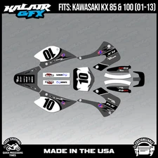 Kalair GFX Graphics Kit for  Kawasaki KX85 KX100 (2001-2013)   Speed - Gray