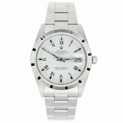 Rolex Oyster Perpetual Date Unisex Stainless Steel Watch Oyster White Roman D...