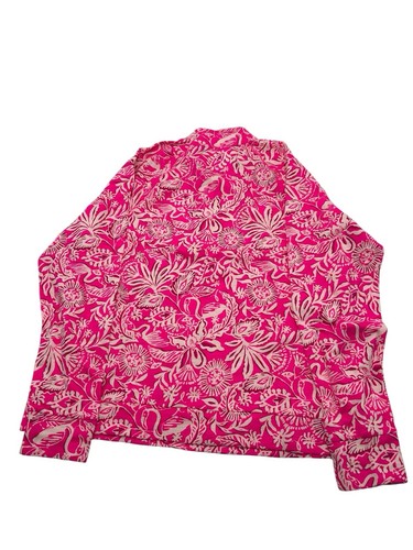 Lilly Pulitzer Ashlee Pullover Womens XL Passion Fruit Pink Floral Half Zip - Picture 3 of 10