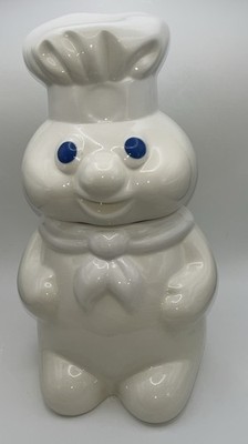 Vintage Pillsbury Doughboy Cookie Jar Poppin Fresh Ceramic White Kitchen 10 
