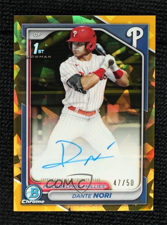 2024 Bowman Chrome Draft Sapphire Edition Gold 47/50 Dante Nori Auto 01wt