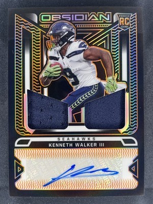 2022 OBSIDIAN KENNETH WALKER III ROOKIE JERSEY AUTO RPA ORANGE ETCH SSP **67*/99