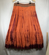 Soft Surroundings Embroidered Beaded Maxi Skirt L Fairy Grunge Boho Hippie