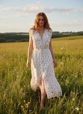 NWT Polo Ralph Lauren Cotton Maxi In Summer Purple Floral Shirt Dress 8