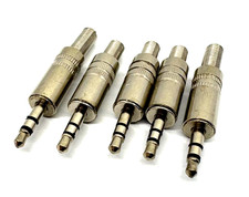 5-Pack 3.5mm 1/8" Stereo TRS Male Nickle Connector with Spring Relief
