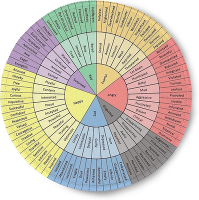 Wheel of Emotions Feelings Chart Therapy round Mouse Pad Non-Slip Rubber Base Me