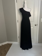 Show Me Your MuMu Florentine Maxi Dress M Black One Shoulder Ruffle NWT