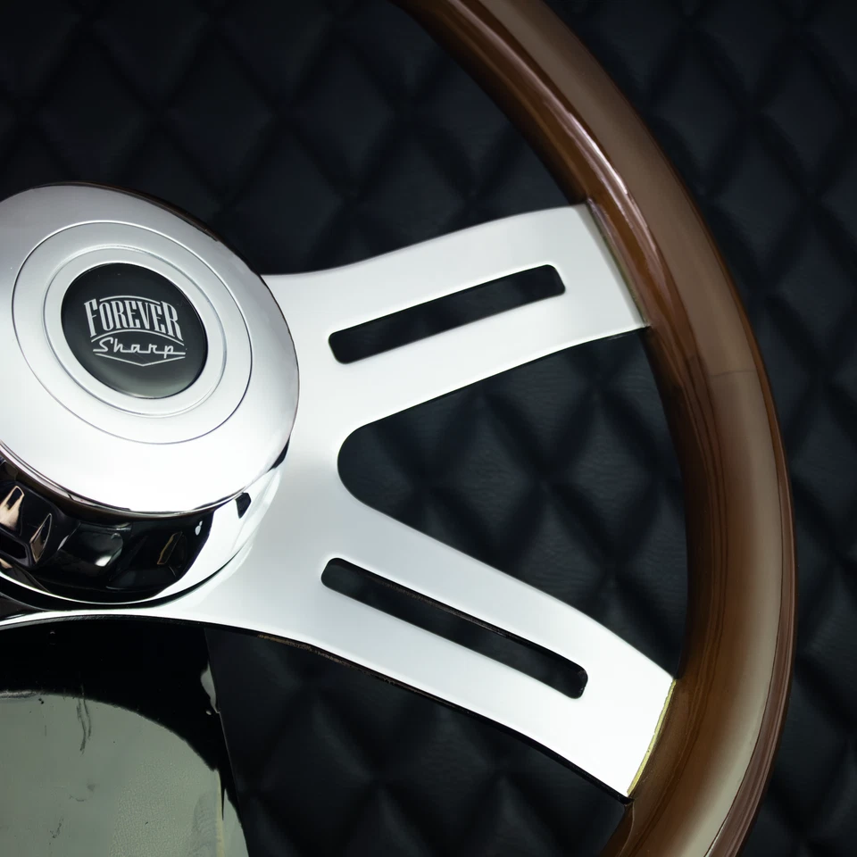 Volante de madera Forever Sharp 16" cromado Freightliner, Kenworth, Peterbilt + Foto 3 de 4