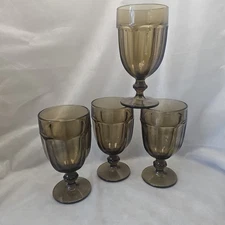 Vintage Libbey Duratuff Smokey Brown 7" Iced Tea Goblets 14 oz - Set of 4 - USA