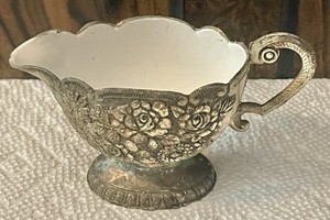 Victorian Style Rose Pattern Silverplate Creamer Pitcher Collectible Vintage