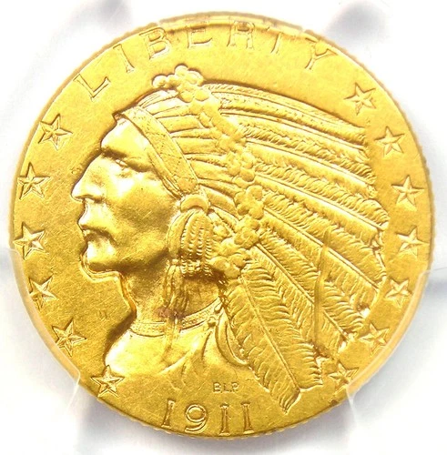 1911-D Indian Gold Half Eagle $5 Gold Coin - Certified PCGS AU Details - Rare!