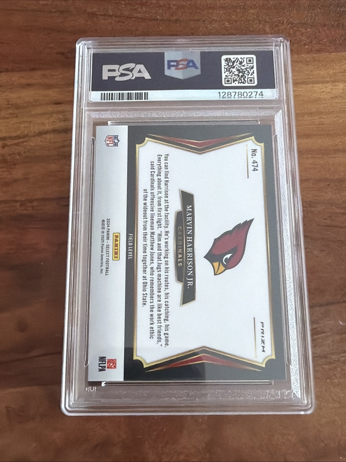 2024 Select MARVIN HARRISON JR Silver Prizm Field Level Cardinals PSA 10 view 2