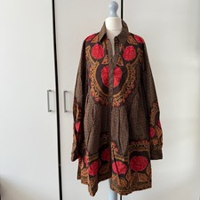 Free People Smell The Roses Mini Dress Size XS Long Sleeve Collar Relaxed Casual