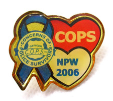 Concerns of Police Survivors COPS NPW 2006 Lapel Pin Vintage Blue Ribbon Hearts