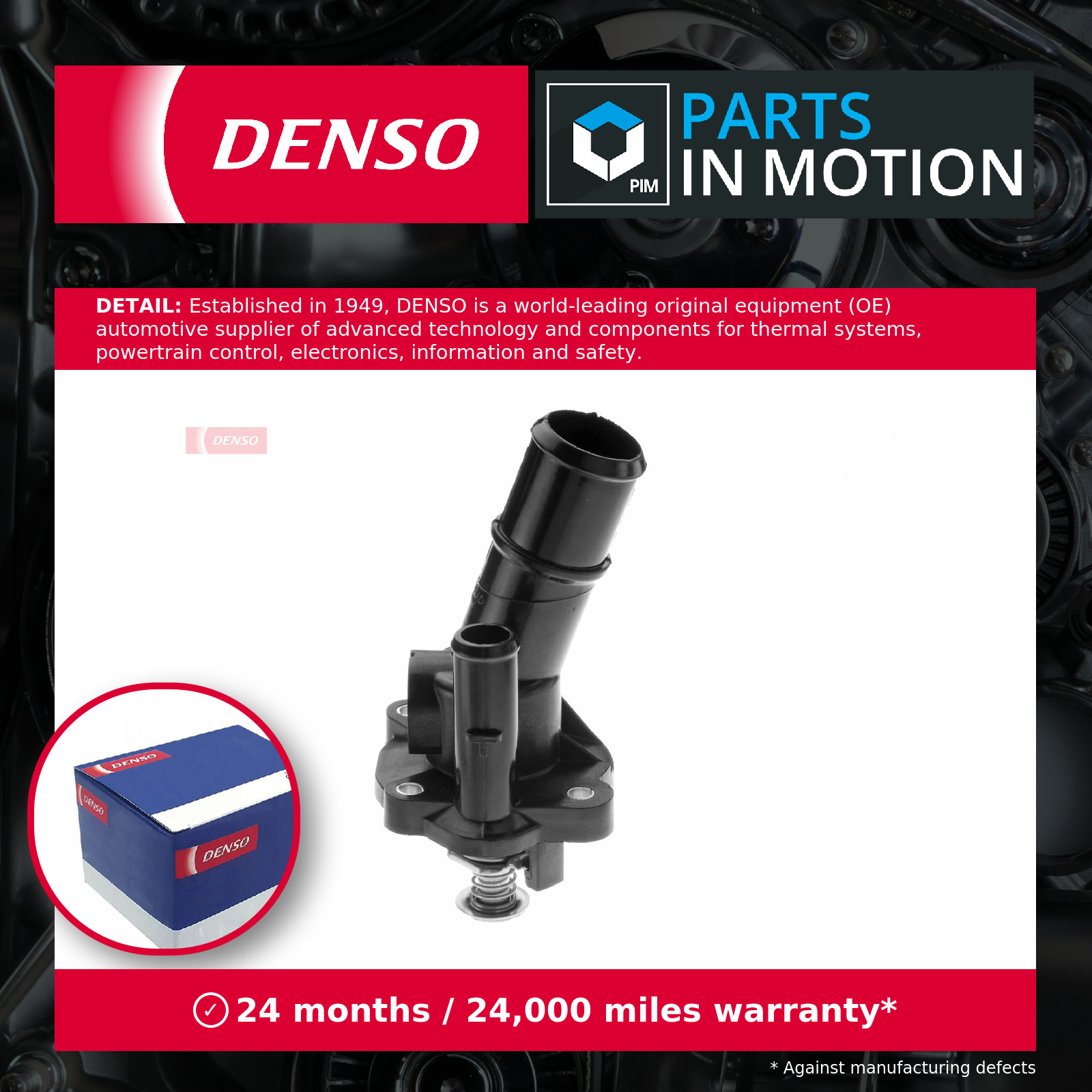 Coolant Thermostat DTM82514 Denso 5157411 CJ5E8575AA LF5015170A LF5015170B New - Image 3