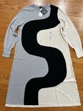 Marimekko x Uniqlo Women Wool Blend Long-Sleeve Dress White Size XL NWT