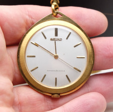 Seiko Gold Plated Diaschock 25 jewels 1960s Vintage Pocket Watch Works 45 Hours