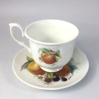 Vintage Duchess Porcelain Tea Cup and Saucer Handpainted Fruits Oranges Berries
