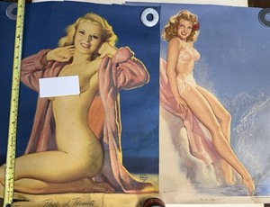 Vintage Pin-Up Print Lot of 2 Earl Moran Pride of Permite & In the Swim