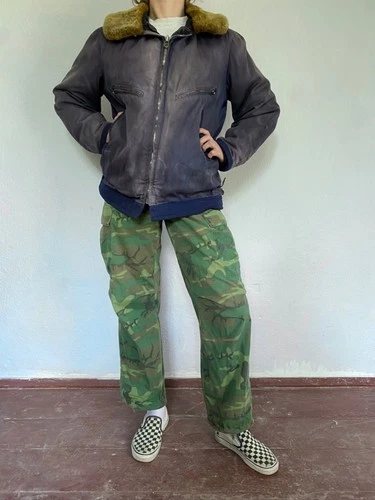 Vintage 80s ussr soviet air force army pilot flight military faded jacket - product listing photo