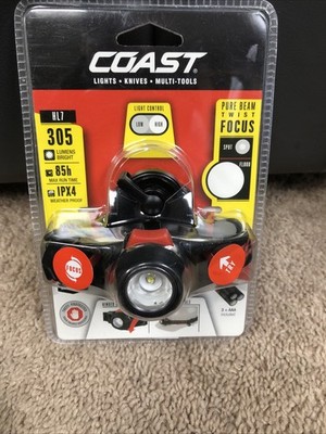 Coast 19261 Pure Beam Twist Focus LED Headlamp HL7, 305 Lumens / NEW