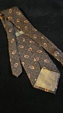 Calvin Klein Silk Tie Geometric Oval Pattern Brown Gold Made in USA