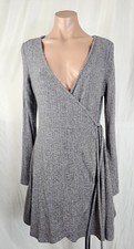 O'Neill Women's Grey Surplice Wrap Style Side Tie Knit Sweater Dress Size Medium