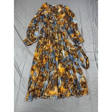 Spy Zone Exchange Animal Print Maxi Dress Womens XL Blue Gold Leopard Wrap Belt