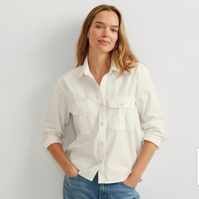NWT Eddie Bauer Crisp White Button-Down Shirt New