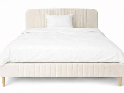 Art Deco Bett „Moulin Rouge“ 180x200 Weiß Samt - Bild 1 von 3