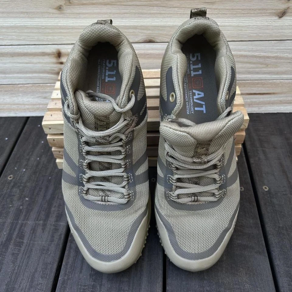 Tan Tactical 5.11 A/T Mid Boot Coyote Rubber Work Hiking Boots - Men’s 11.5 - Image 4 of 4
