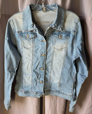 Blue Connection Denim Jeans Wear Jacket Distressed Blue Button-Down Women's XL