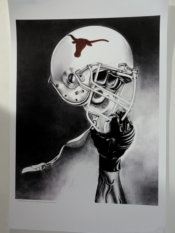 Unique University of Texas Longhorns Football Helmet 12x18 Art Print