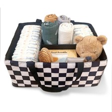 Diaper Caddy Organizer  Foldable Baby Storage Basket with Removable Divider ...