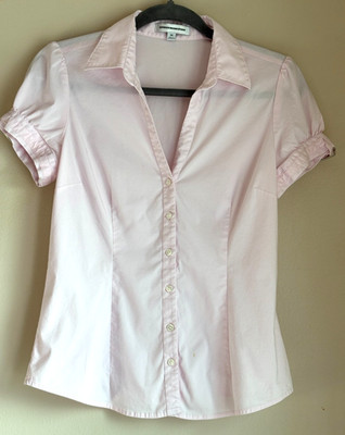 VTG Express Design Studio Button Up Pink Shirt Women's Size Medium Y2K Blouse