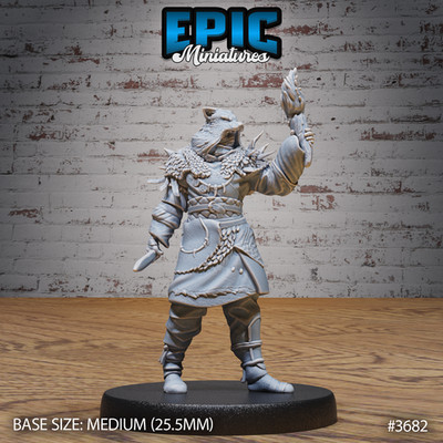 D&D Miniature - Mountain Wolf Bandit Torchlight - 3D Model Print DnD RPG Figur