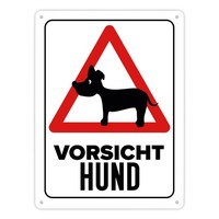 Vorsicht Hund Metallschild XL In 21X28 Cm Mit Hunde Silhouette