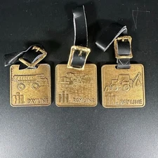 Lot of 3 Vintage IH International Harvester PAY LINE Brass Pocket Watch Fobs