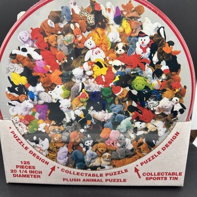 Vintage Ty Beanie Babies 125 Pieces 20 1/4 Round Collectible New In Box Puzzle