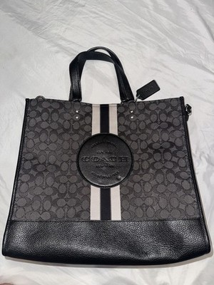 Authentic Coach Field Tote Signature Canvas Leather Charcoal Black Large Bag