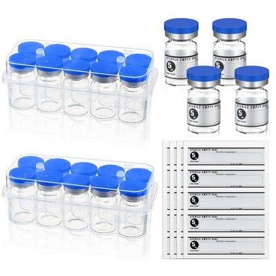 Threlaco 20 Pcs 5ml Sealed Sterile Empty Vials with Self Healing Injection Port