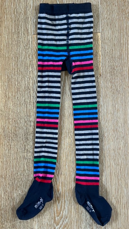 Mim Pi Girls  Colorful Striped Cotton Blend Tights Size 4  GUC