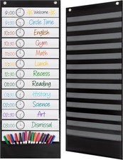 Essex Wares - 13 Pocket Daily Schedule Pocket Chart, Ultra-Durable Visual Schedu